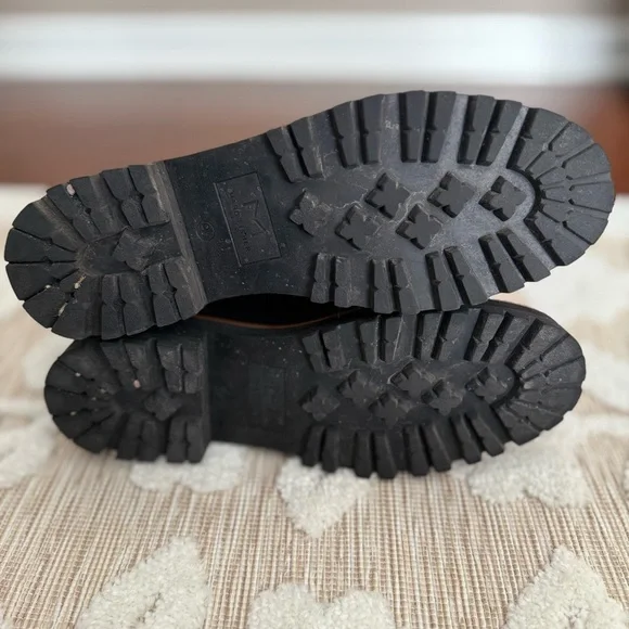 Marc Fisher LTD Izzie Shearling-Lined Leather Work Boots Black Size 9.5 - Picture 5 of 6